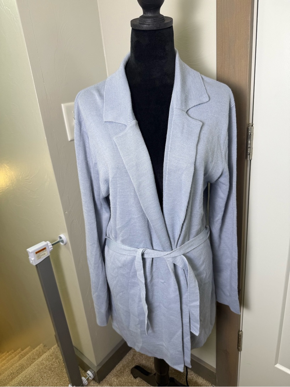 Mossimo for Target Y2K Wool Blend Dusty Blue Cardigan Sweater Tie‎ Front Knit XL